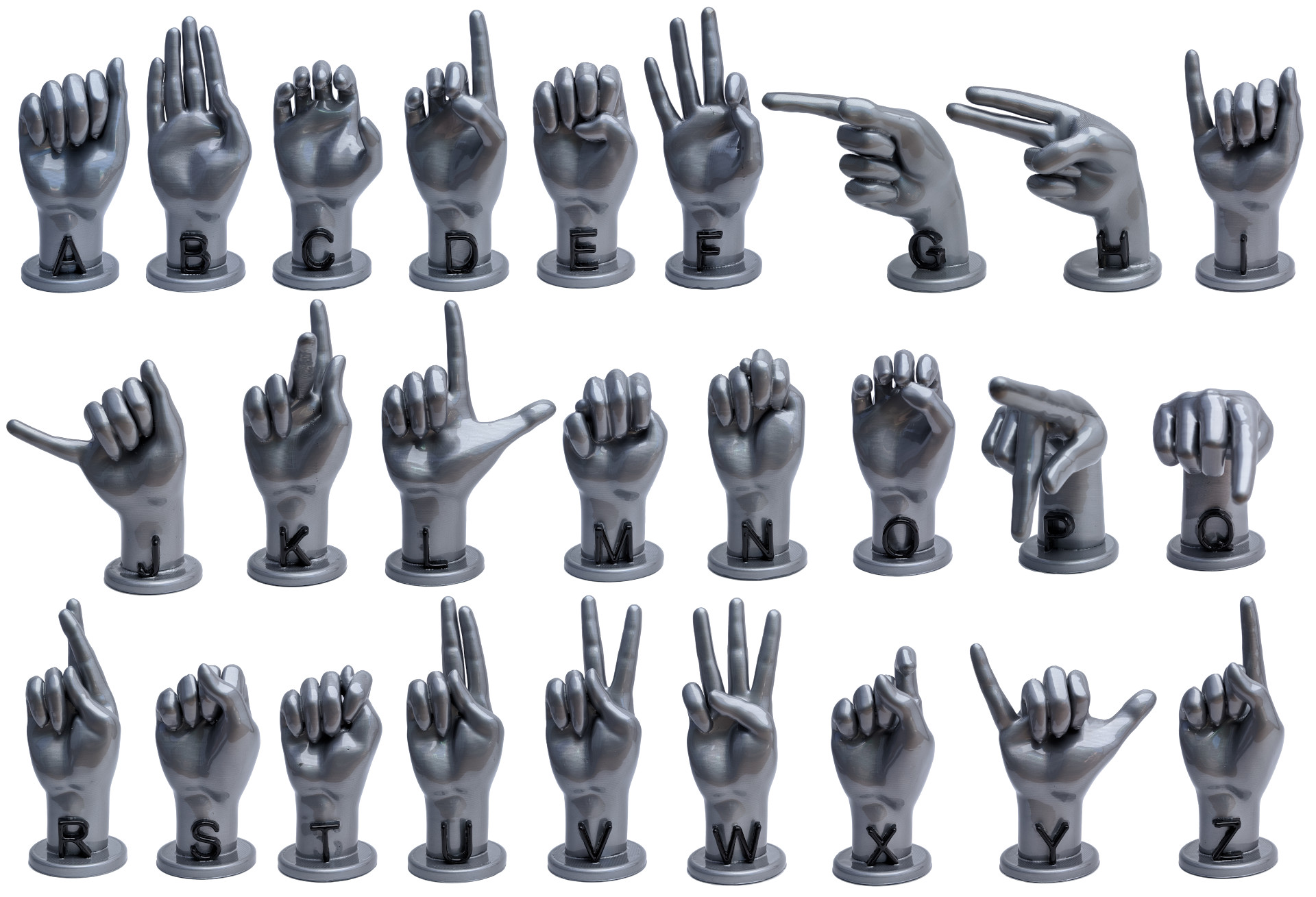 3D Printed ASL Hands – Alphabet, Large