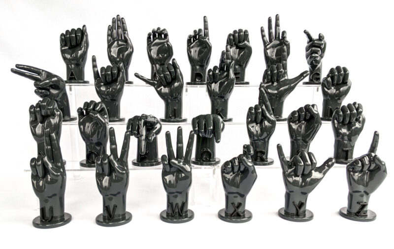 Graphite Gray/Black ASL Alphabet Set, Large