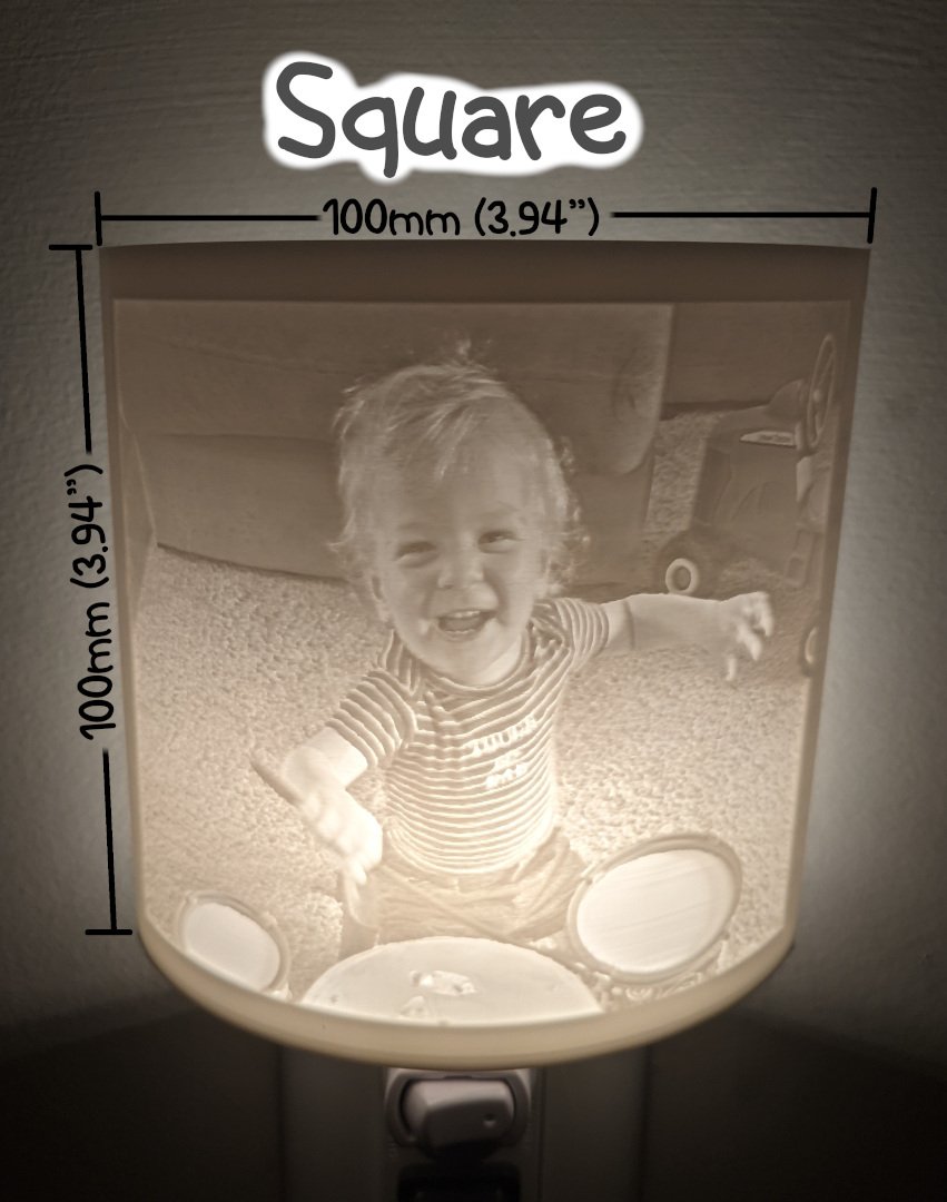 Lithophane square view 100mm wide x 100mm high