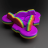 CAD view of rainbow colored fidget