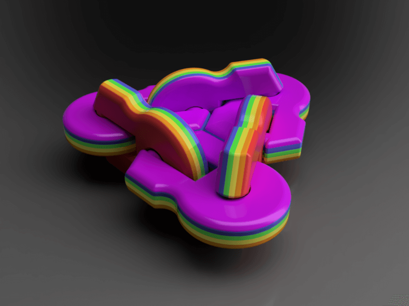 CAD view of rainbow colored fidget