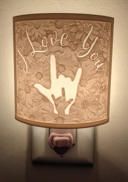 Picture of "I Love You" lithohane night light