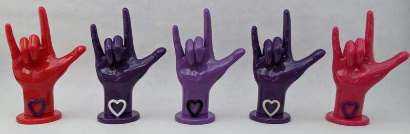 Five ASL I Love You hands