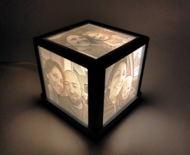Lithophane photo cube, illuminated