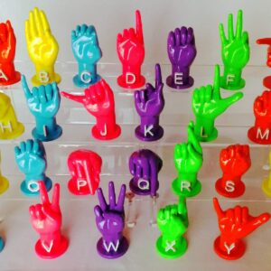 Complete ASL alphabet in multiple colors, smoothed