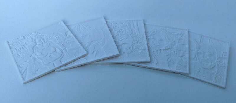 view of 5 lithophane photo panes